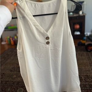 Cupshe White Tank Top with Button Detail